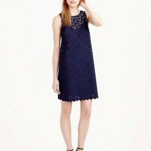 J Crew navy laser cut floral sheath dress